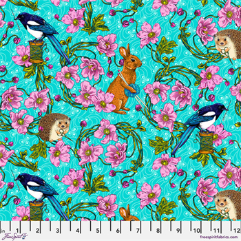 Free Spirit PWOB-103 Language of Flowers Forest Tailors Blue